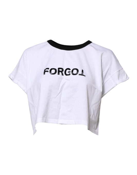Dolce & Gabbana Weißes Baumwoll-T-Shirt mit Rundhalsausschnitt und Cropped Top