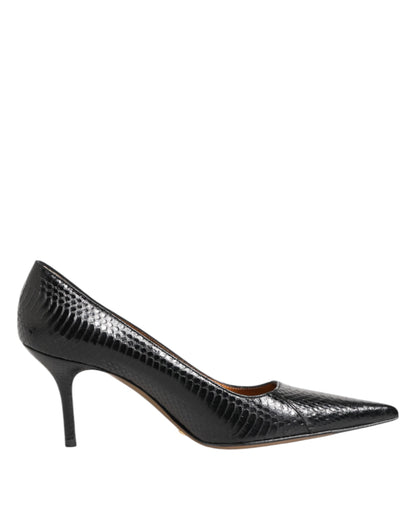 Dolce & Gabbana Schwarze Exotische Leder Stiletto Pumps Schuhe