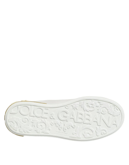 Dolce & Gabbana Weiß Gelb Leder Low Top Turnschuhe Schuhe