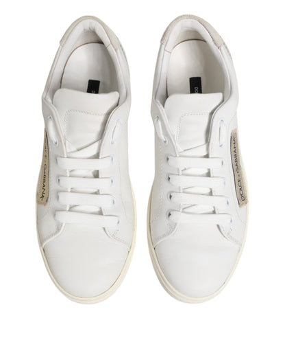 Dolce & Gabbana Weiß Grau Leder Low Top Turnschuhe Schuhe