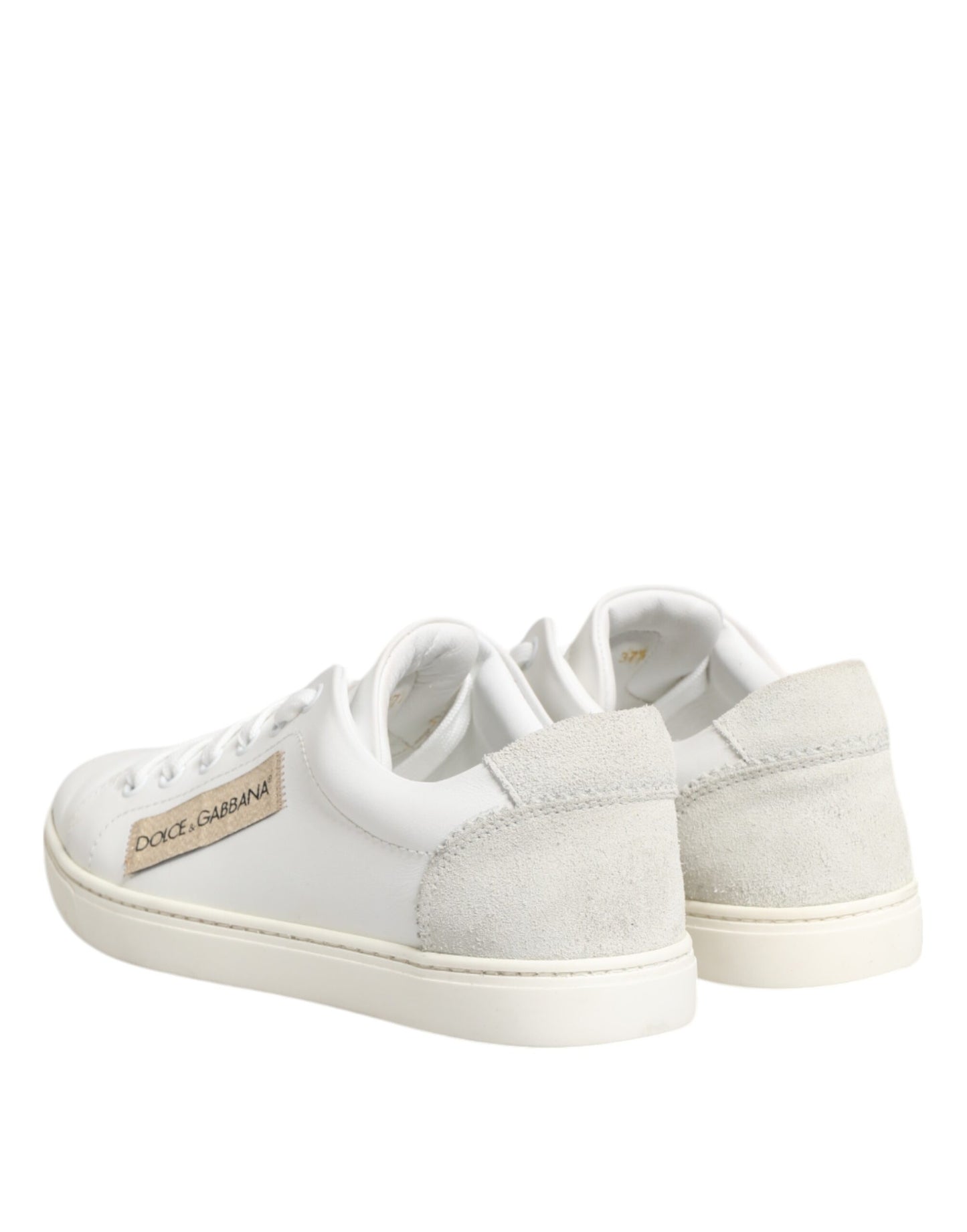 Dolce & Gabbana Weiß Grau Leder Low Top Turnschuhe Schuhe