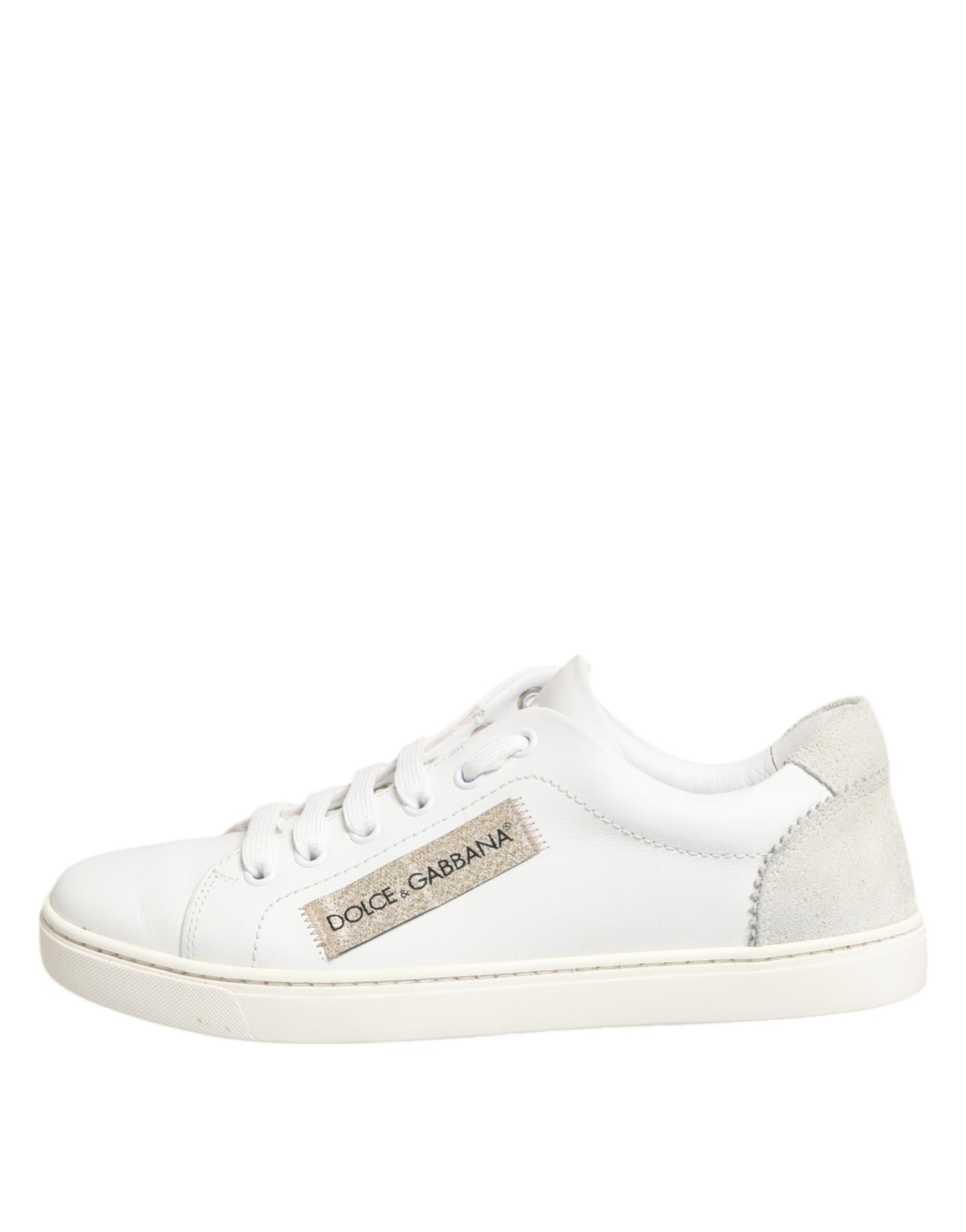 Dolce & Gabbana Weiß Grau Leder Low Top Turnschuhe Schuhe