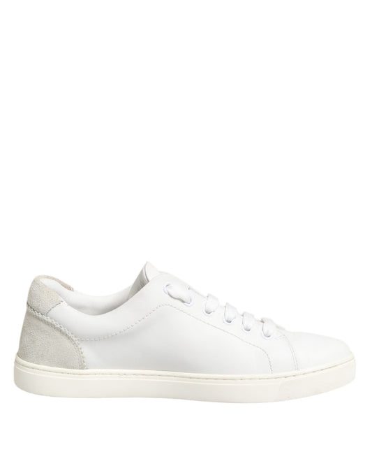 Dolce & Gabbana Weiß Grau Leder Low Top Turnschuhe Schuhe