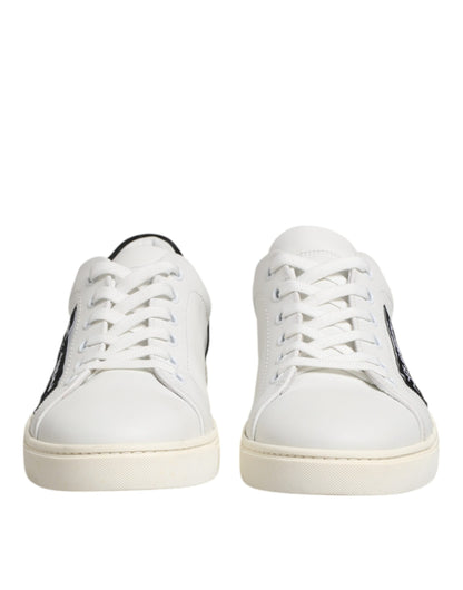 Dolce & Gabbana Weiß Schwarz Leder Low Top Sneakers Schuhe