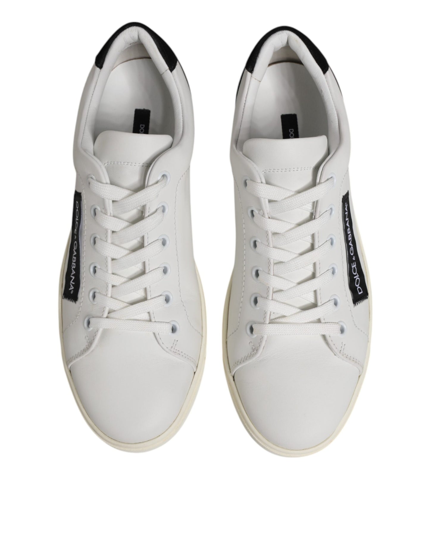 Dolce & Gabbana Weiß Schwarz Leder Low Top Sneakers Schuhe