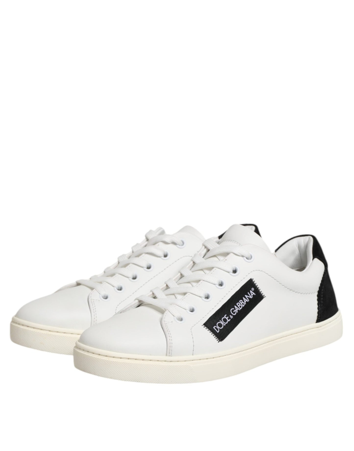 Dolce & Gabbana Weiß Schwarz Leder Low Top Sneakers Schuhe