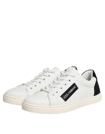 Dolce & Gabbana Weiß Schwarz Leder Low Top Sneakers Schuhe