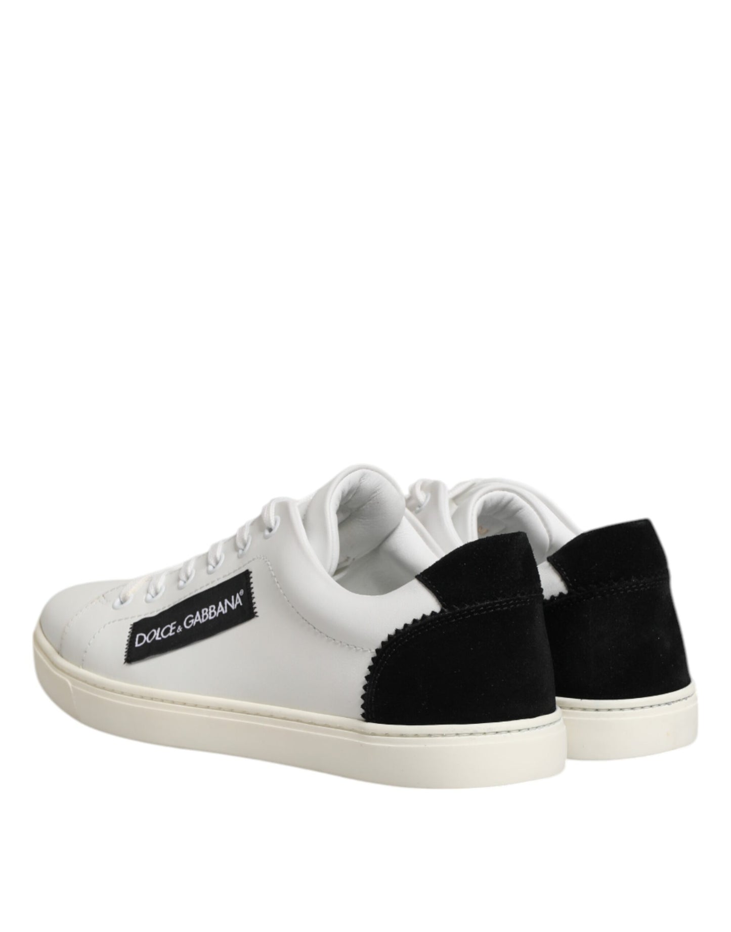 Dolce & Gabbana Weiß Schwarz Leder Low Top Sneakers Schuhe