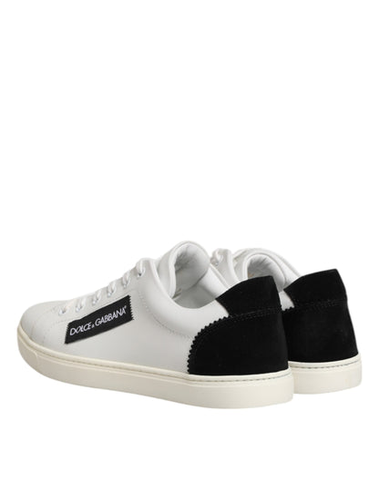 Dolce & Gabbana Weiß Schwarz Leder Low Top Sneakers Schuhe
