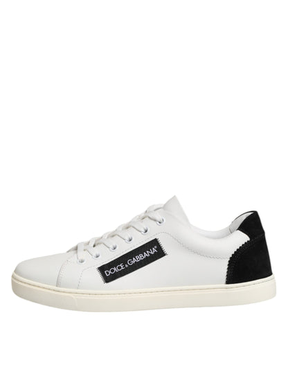 Dolce & Gabbana Weiß Schwarz Leder Low Top Sneakers Schuhe