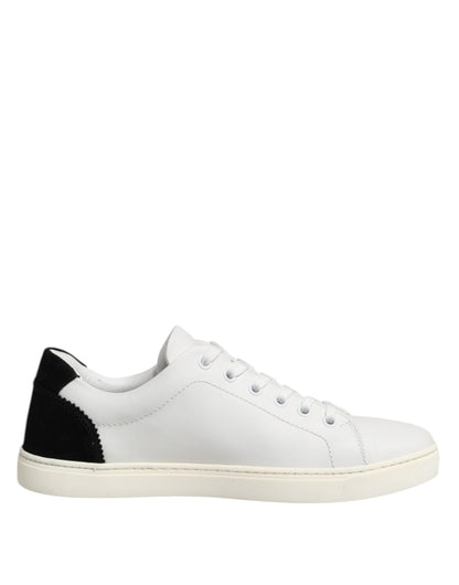 Dolce & Gabbana Weiß Schwarz Leder Low Top Sneakers Schuhe