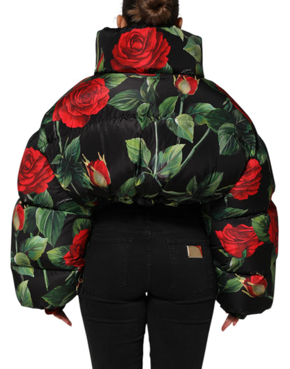 Dolce & Gabbana Multicolor Floral Puffer Mantel Full Zip Jacke