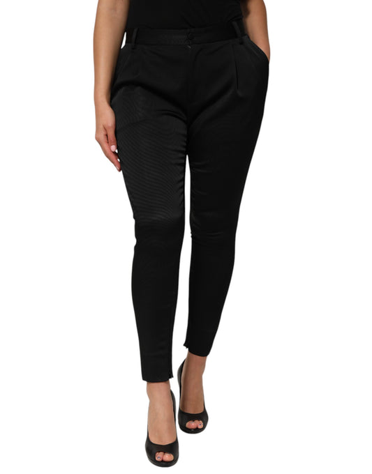 Dolce & Gabbana Schwarze Acetat-HighWaist-Tapered-Hose