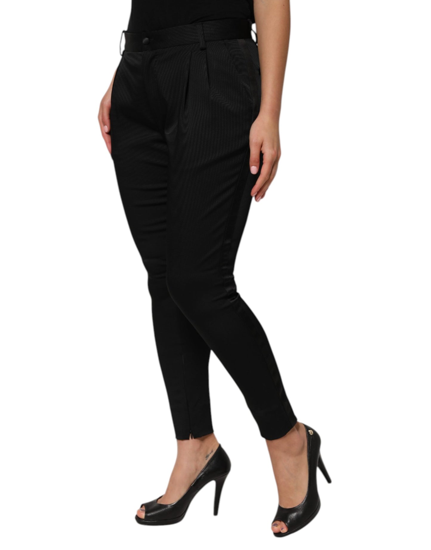 Dolce & Gabbana Schwarze Acetat-HighWaist-Tapered-Hose