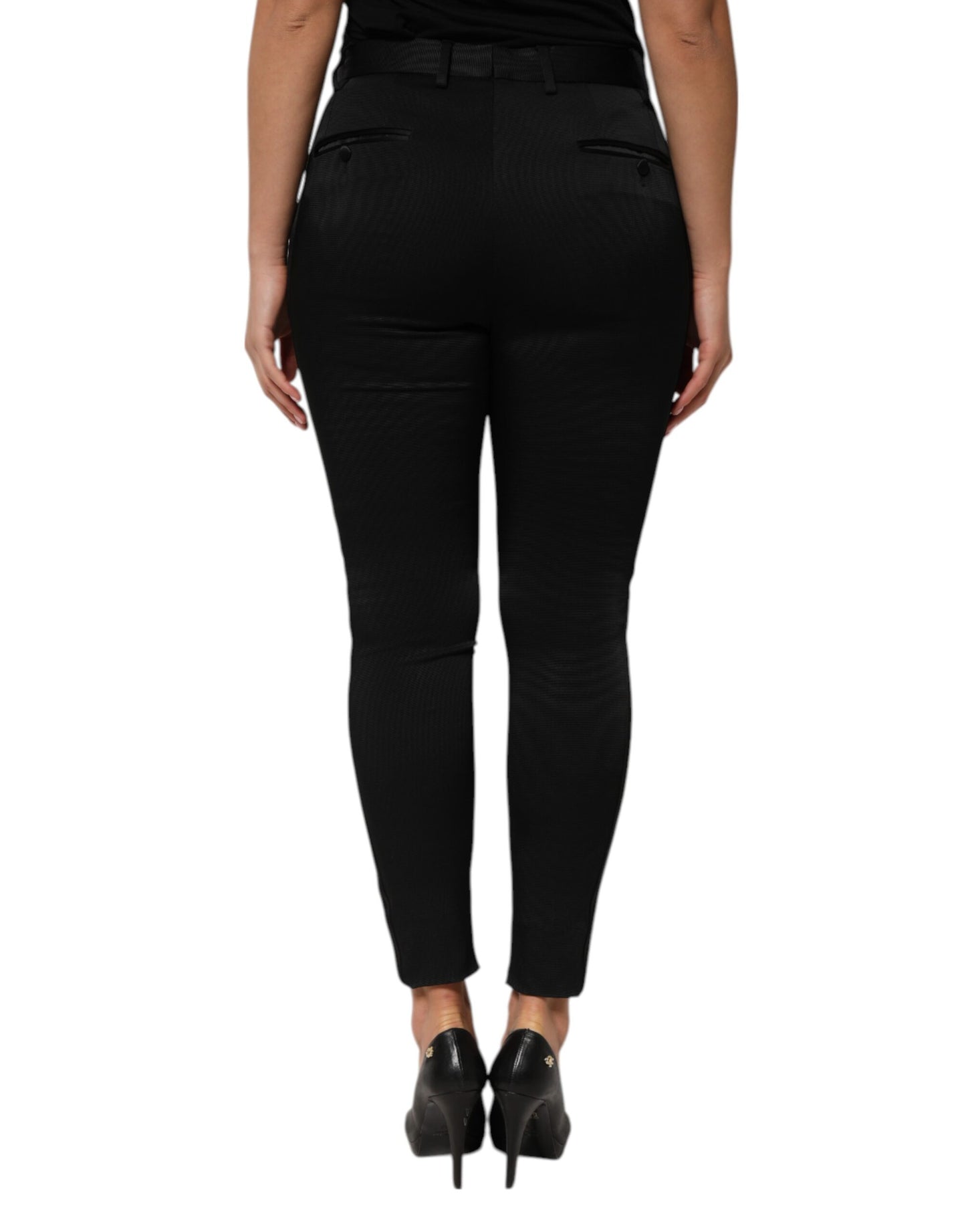 Dolce & Gabbana Schwarze Acetat-HighWaist-Tapered-Hose