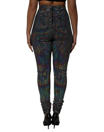 Dolce & Gabbana Multicolor Pailletten Leggings Hosen Hosen