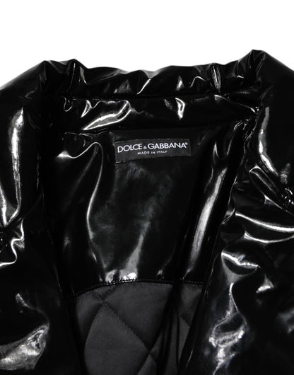 Dolce & Gabbana Polyester Schwarzer gesteppter Puffermantel Jacke