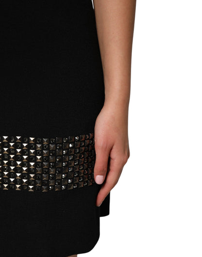 Dolce & Gabbana Schwarzes kristallverziertes Minikleid mit Kragen