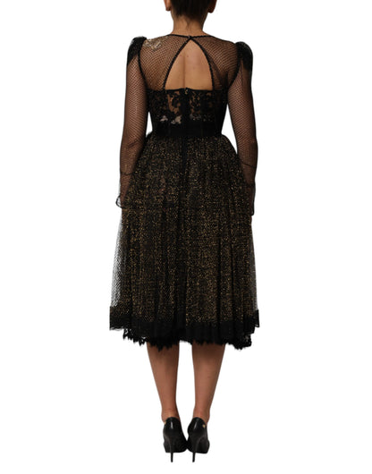 Dolce & Gabbana Schwarzes mit Kristallherz verziertes Kleid in A-Linie