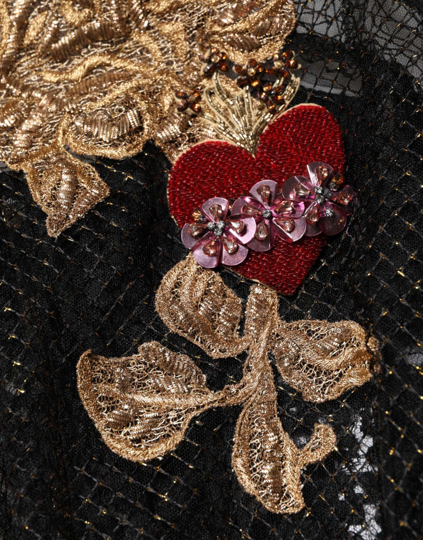 Dolce & Gabbana Schwarzes mit Kristallherz verziertes Kleid in A-Linie