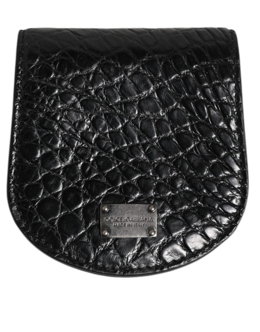 Dolce & Gabbana Schwarz Exotische Haut Münze Kondom Fall Halter Tasche Brieftasche