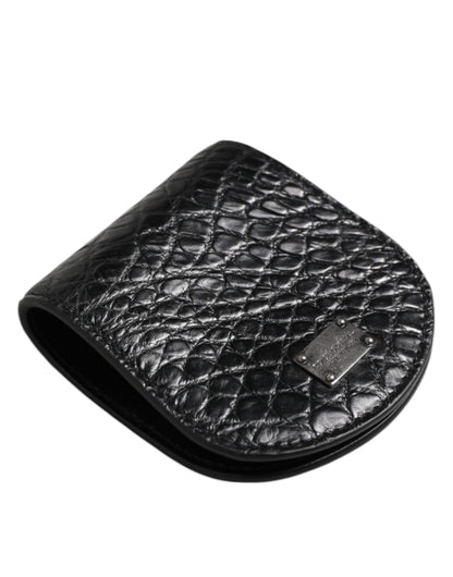 Dolce & Gabbana Schwarz Exotische Haut Münze Kondom Fall Halter Tasche Brieftasche
