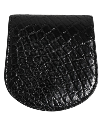 Dolce & Gabbana Schwarz Exotische Haut Münze Kondom Fall Halter Tasche Brieftasche