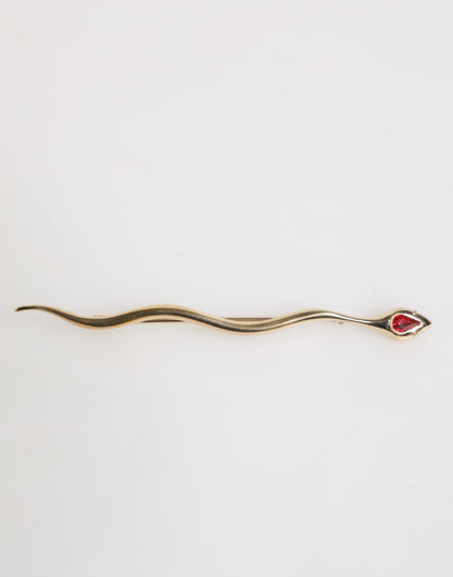 Dolce & Gabbana Gold Messing Rot Kristall Spilla Serpente Herren Brosche Pin