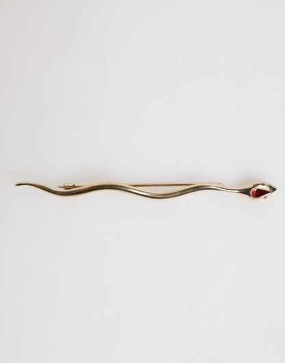Dolce & Gabbana Gold Messing Rot Kristall Spilla Serpente Herren Brosche Pin