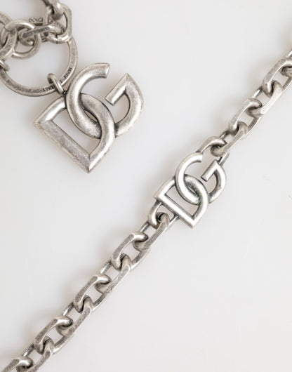 Dolce & Gabbana Silber-Ton Messing DG Logo Detailing Kette Männer Halskette