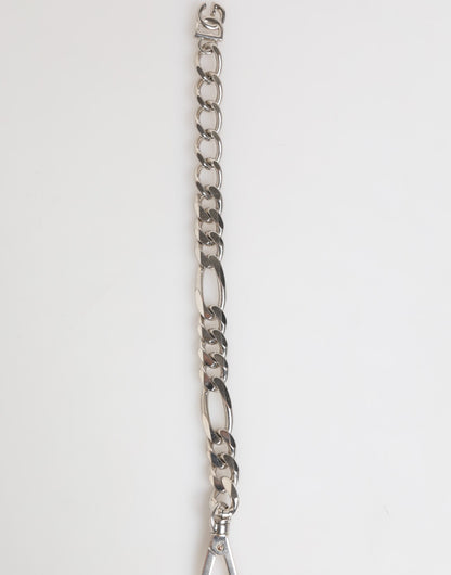 Dolce & Gabbana Silberfarbene Messingkette Karabinerverschluss DG Logo-Armband