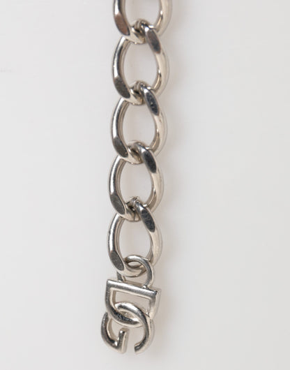 Dolce & Gabbana Silberfarbene Messingkette Karabinerverschluss DG Logo-Armband