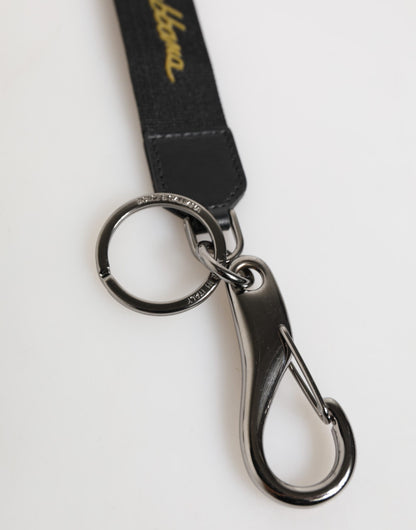 Dolce & Gabbana Schwarz Gelb Polyester DG Logo Silber Schlüsselanhänger Schlüsselanhänger