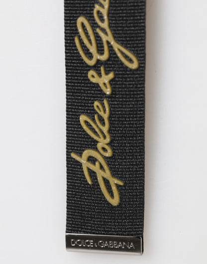 Dolce & Gabbana Schwarz Gelb Polyester DG Logo Silber Schlüsselanhänger Schlüsselanhänger