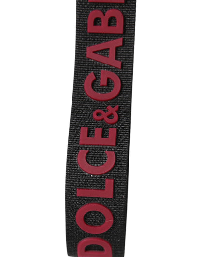 Dolce & Gabbana Schwarz Rot DG Logo Polyester Silber Männer Schlüsselbund Schlüsselanhänger