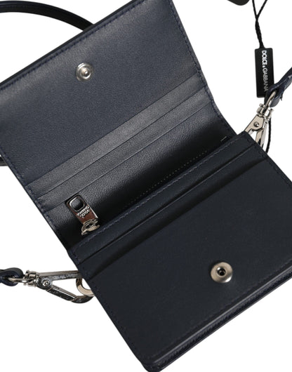 Dolce & Gabbana Beige Schwarz Leder Card Holder Crossbody Herren Borse Tasche
