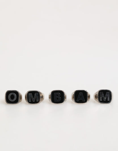 Dolce & Gabbana Silber-Ton Messing Schriftzug Set 5 Stück verstellbaren Ring