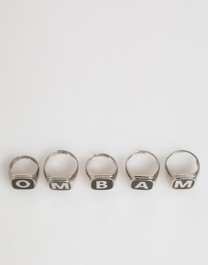 Dolce & Gabbana Silber-Ton Messing Schriftzug Set 5 Stück verstellbaren Ring