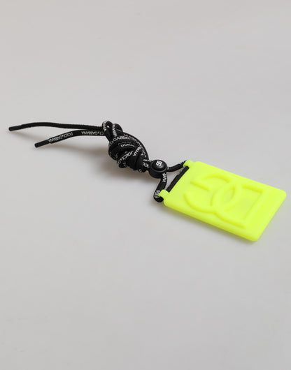 Dolce & Gabbana Yellow Green Rubber DG Embossed Adjustable Badge Holder