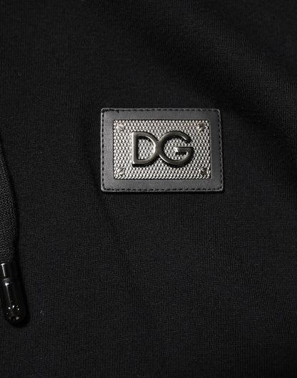 Dolce & Gabbana Schwarze Baumwollplakette Track Cardigan Pullover
