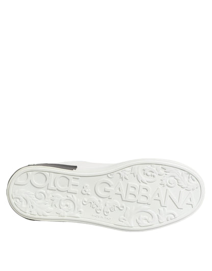 Dolce & Gabbana Weiß Schwarz Leder Portofino Sneaker Schuhe