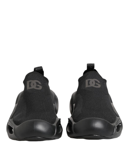 Dolce & Gabbana Schwarz Slip On Wave Low Top Männer Sneaker Schuhe