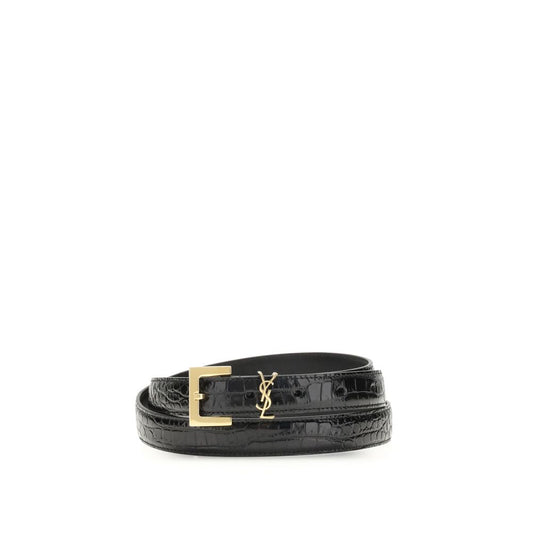Saint Laurent Cassandre-Gürtel mit Krokodil-Effekt