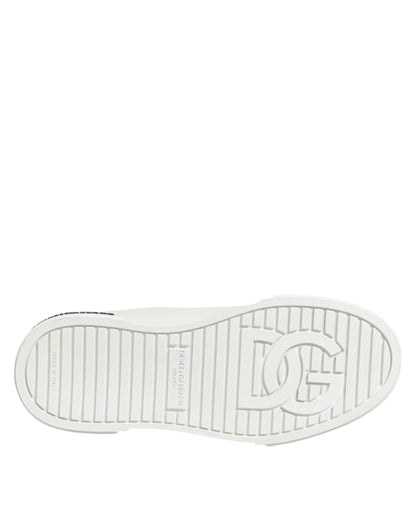 Dolce & Gabbana Schwarz Weiß Leder Portofino Sneaker Schuhe