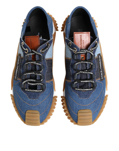 Dolce & Gabbana Blau Lace Up Low Top NS1 Turnschuhe Schuhe