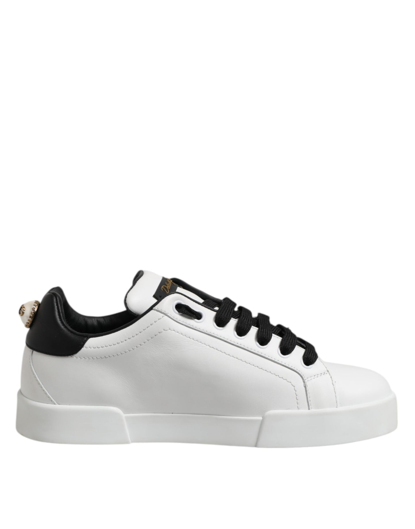 Dolce & Gabbana Weiß Leder Portofino Lace Up Turnschuhe
