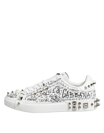 Dolce & Gabbana Weiß Portofino Nieten Männer Turnschuhe Schuhe