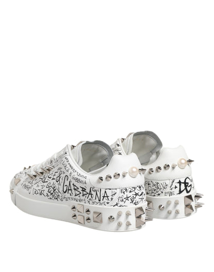 Dolce & Gabbana Weiß Portofino Nieten Männer Turnschuhe Schuhe