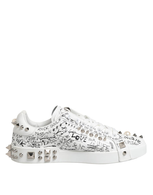 Dolce & Gabbana Weiß Portofino Nieten Männer Turnschuhe Schuhe