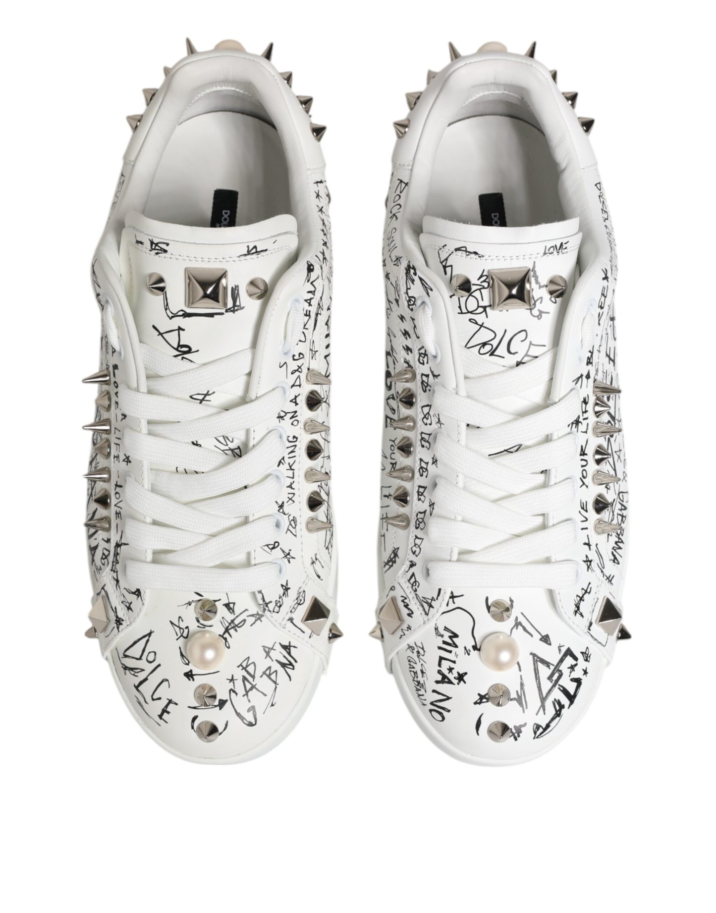 Dolce & Gabbana Weiß Portofino Nieten Männer Turnschuhe Schuhe